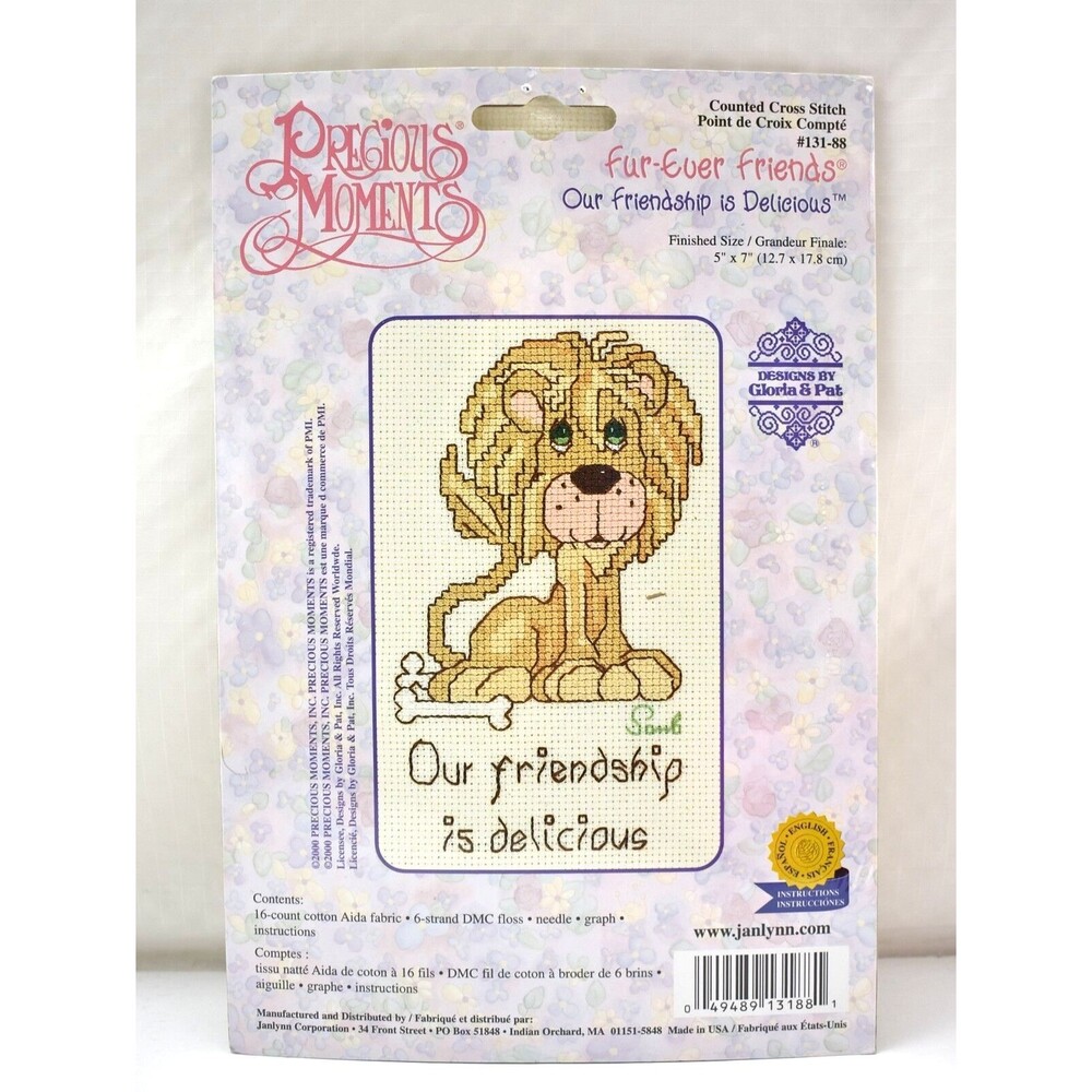 Janlynn Precious Moments Fur-Ever Friends Lion Counted Cross Stitch Kit